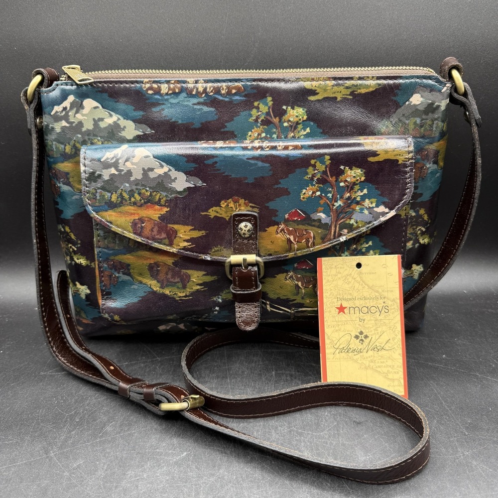 Patricia Nash Kirby Crossbody Bag Womens M Brown Leather Southwestern Pastoral